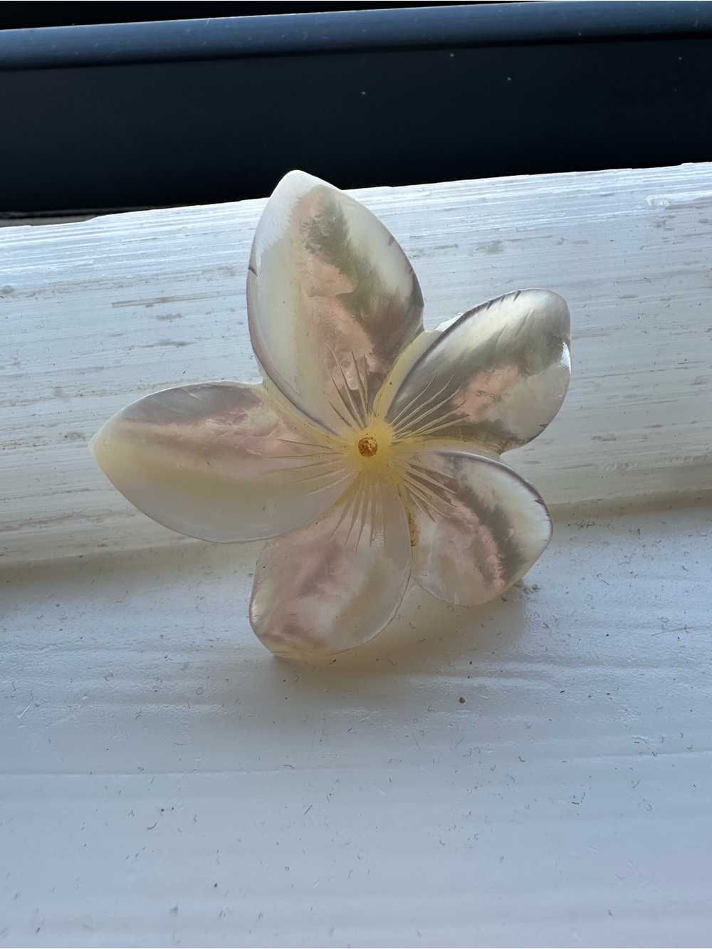 Vintage Plumeria Hawaii Mother of Pearl Flower Brooch